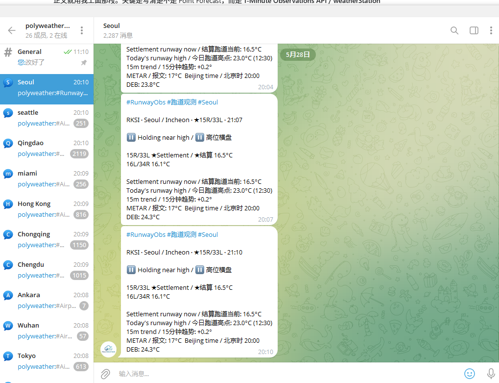 PolyWeather Telegram runway alerts